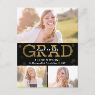 Bokeh Collage EDITABLE COLOR Graduation Postcard