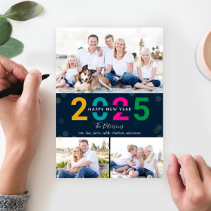 Bokeh Collage EDITABLE COLOR New Year Photo Cards