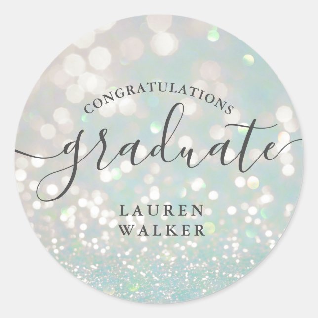 bokeh crystal glitter monogram graduate Sticker (Front)