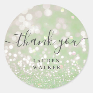 bokeh crystal glitter monogram thank you Sticker