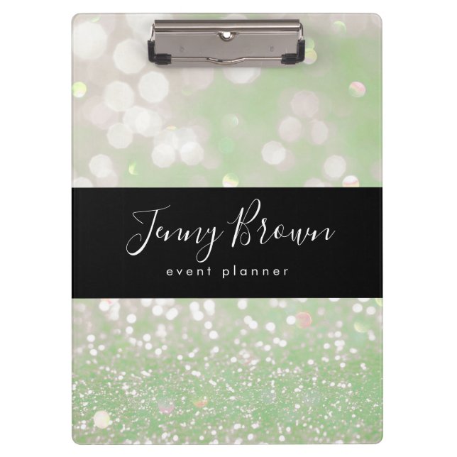 bokeh crystal glitter pastel monogram Clipboard (Front)