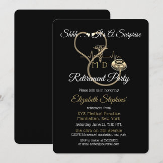 Bokeh Doctor Stethoscope Surprise Retirement Party Invitation
