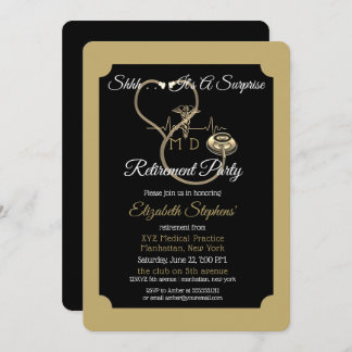 Bokeh Doctor Stethoscope Surprise Retirement Party Invitation