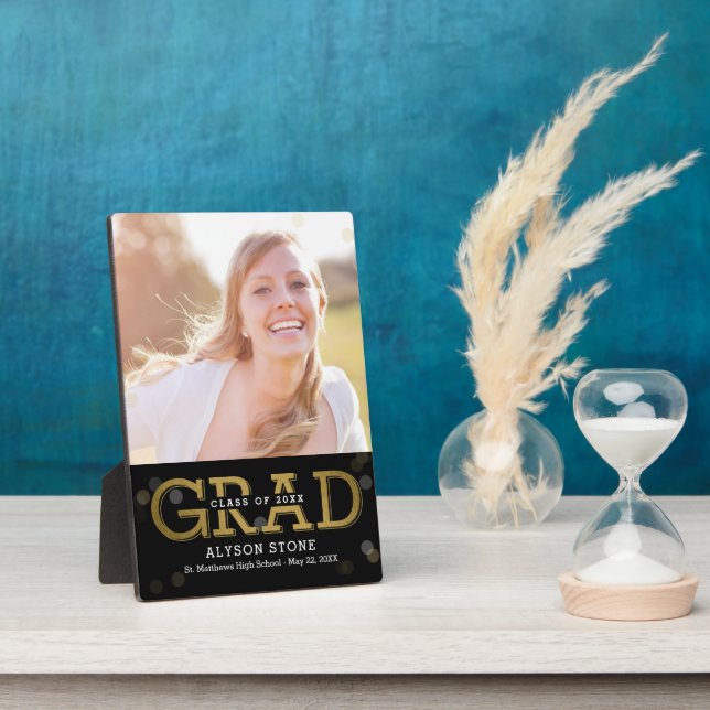 Bokeh EDITABLE COLOR Graduation Keepsake Plaque (Side)
