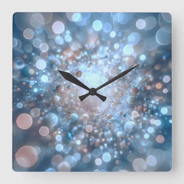 bokeh effect square wall clock (Front)