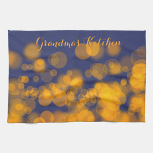 Bokeh effect texture. text. kitchen towel