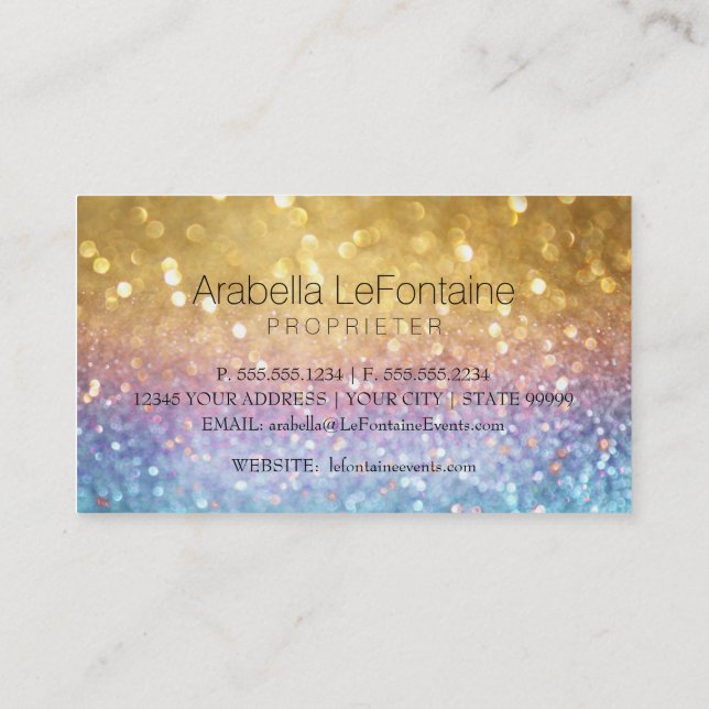 Bokeh Elegant Événements Carte de visite Parties s (Dos)