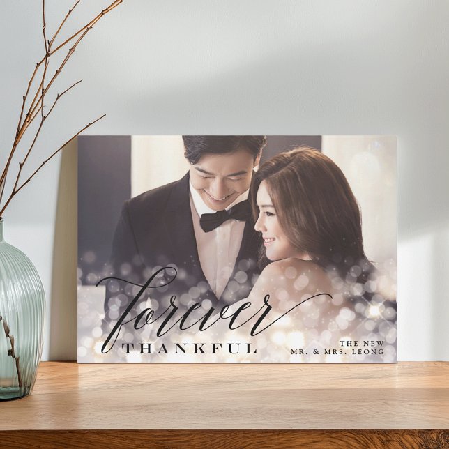 Bokeh Flare Wedding Photo Thank You Card (Creator Uploaded)