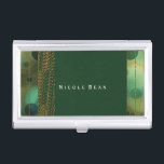 Bokeh Glam Green & Gold Business Card Holder<br><div class="desc">Bokeh Glam Green & Gold Business Card Holder. Customize with any text or leave it blank.</div>
