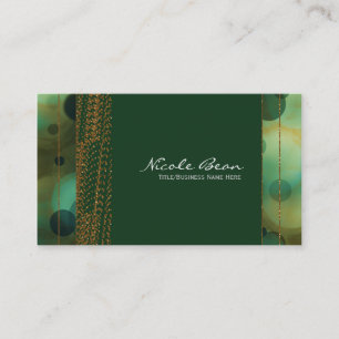 Bokeh Glam Green & Gold Chic Cartes de visite