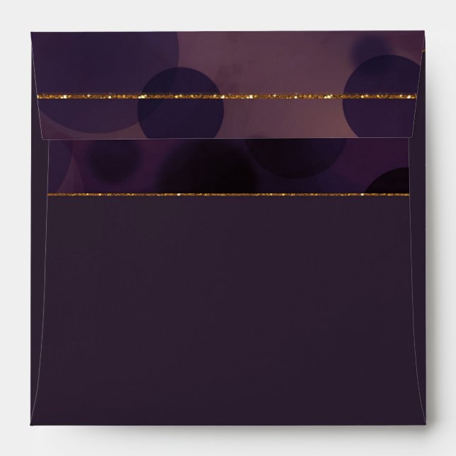 Bokeh Glam Purple & Gold Invitation Envelopes (Back (Top Flap))