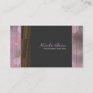Bokeh Glam rose Grey & Gold Chic Cartes de visite