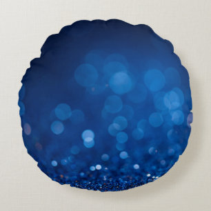 Bokeh Glitters: Sparkling Circles Background. Round Pillow