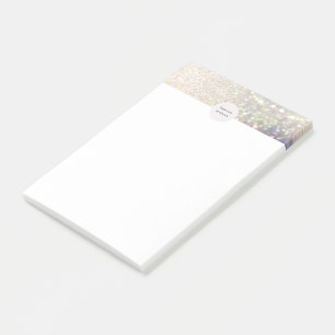bokeh gold iridescent glitter monogram post-it notes