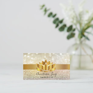 Bokeh Gold, Lotus Flower Yoga Instructor Business  Card