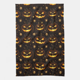 Bokeh Halloween Glowing Jack-O’ Lantern (3) Kitchen Towel