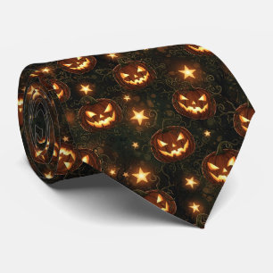 Bokeh Halloween Seamless   Glowing Jack-O’ Lantern Tie