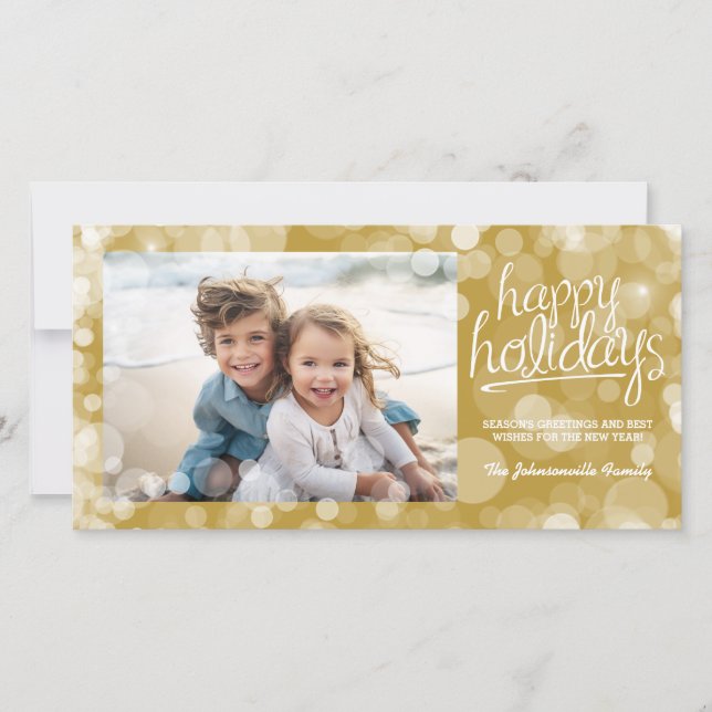 Bokeh Happy Holidays Carte photo : Style moderne (Devant)