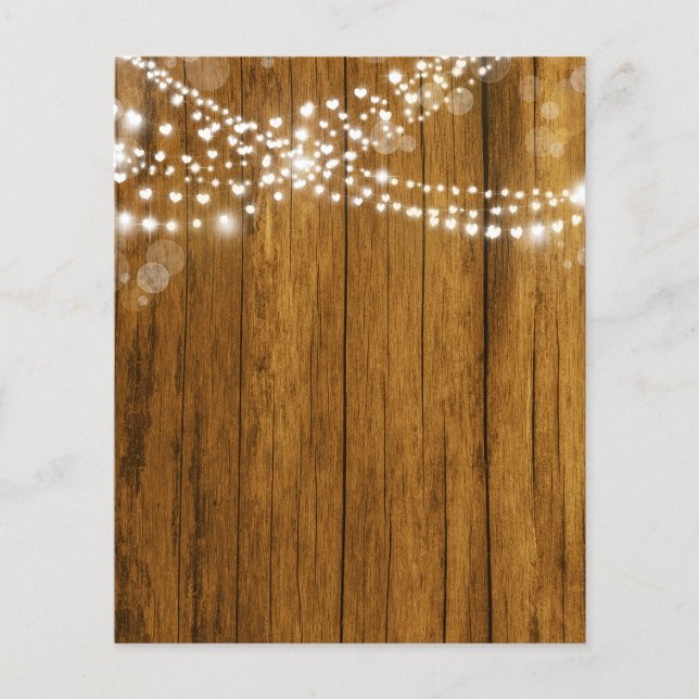 Bokeh Heart Lights & Wood Grain Scrapbook Paper (Front)