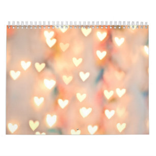 Bokeh Heart Twinkling Lights Glittery Pink Shimmer Calendar