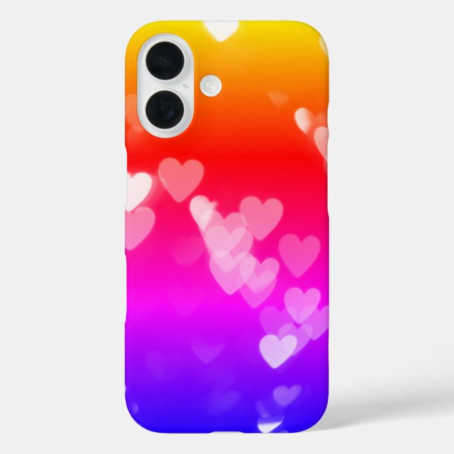 Bokeh Hearts On Neon Gradient Rainbow Case-Mate iPhone Case (Back)