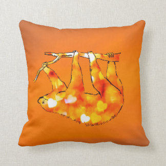 Bokeh Hearts Sloth Throw Pillow