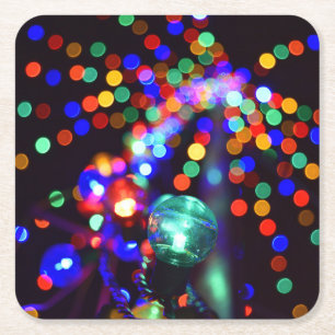 Bokeh Holiday Lights Paper Coaster