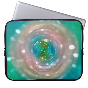 Bokeh light, shimmering blur spot lights on multic laptop sleeve