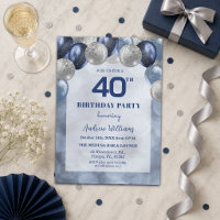 Bokeh Lights 40th Glitter Balloons Birthday Party