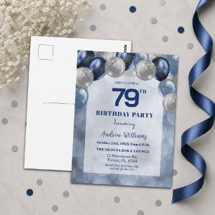 Bokeh Lights 79th Glitter Balloons Birthday Party Postcard