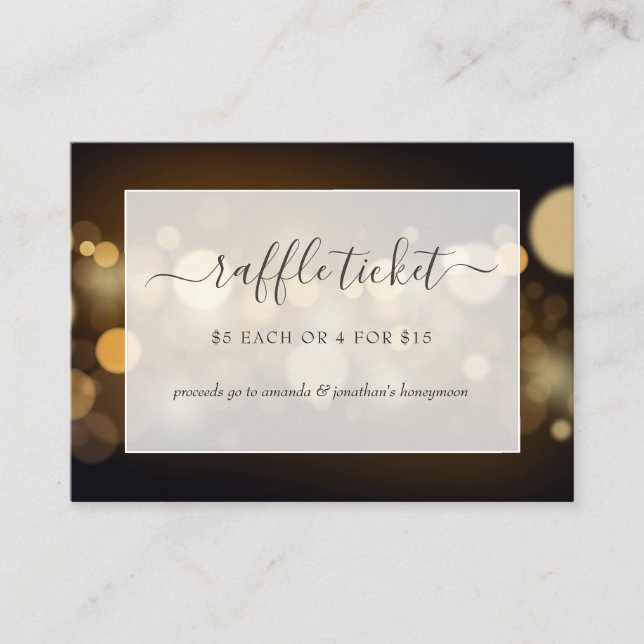 Bokeh Lights Bridal Shower Raffle Ticket Enclosure Card (Front)