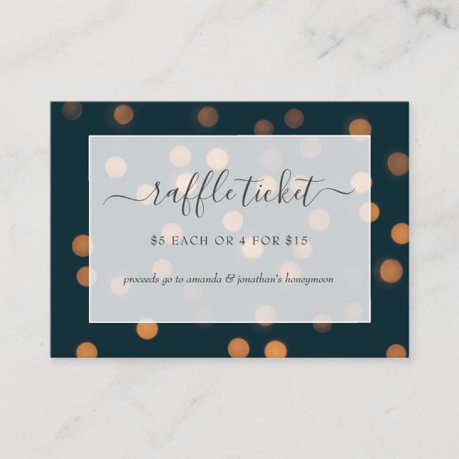 Bokeh Lights Bridal Shower Raffle Ticket Enclosure Card (Front)