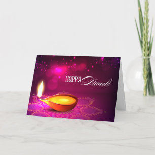 Bokeh Lights Diwali Lamp Card