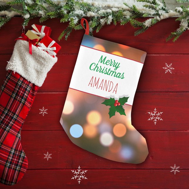 Bokeh Lights Festive Personalizable Small Christmas Stocking (Creator Uploaded)