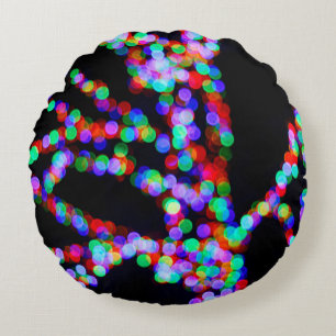 Bokeh lights round pillow