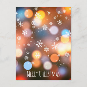 Bokeh Lights Snowflakes - Modern Stylish Christmas Holiday Postcard