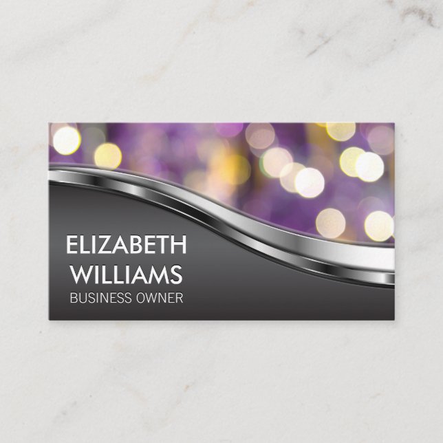 Bokeh | Metallic Background Business Card (Front)