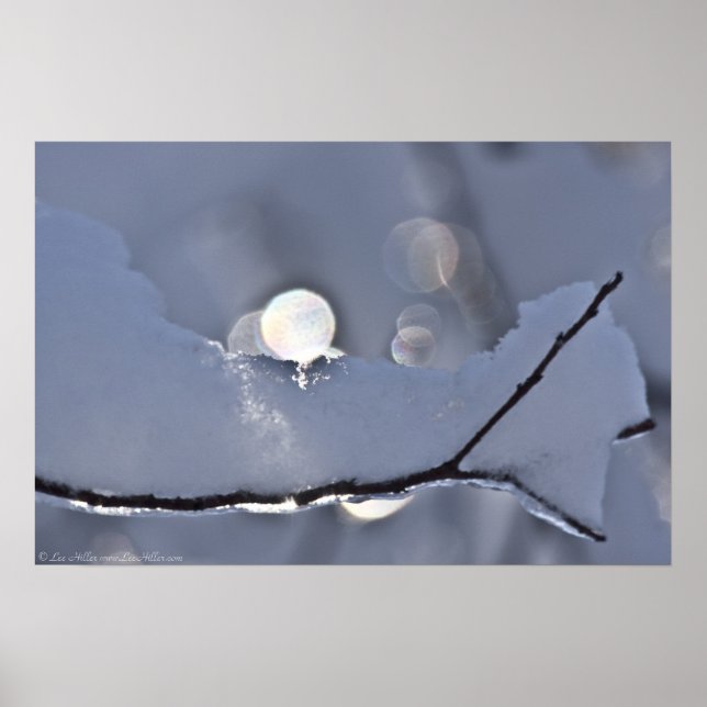 Bokeh Moon Rise Over Snow Ice Winter Poster (Front)