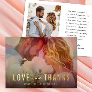 Bokeh Overlay Wedding Foil Thank You Card