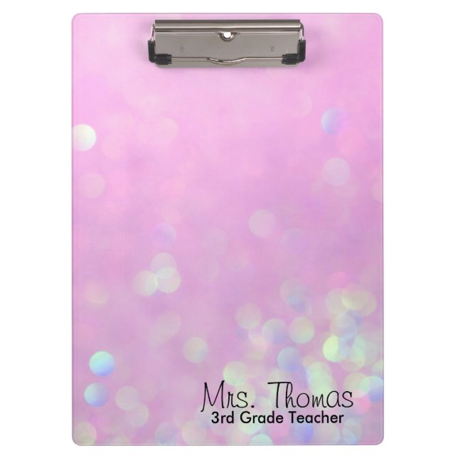 Bokeh Personalized Clipboard (Pink) (Front)