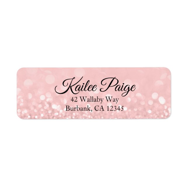 Bokeh Pink Glitter Return Address Label (Front)