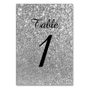 Bokeh Silver Glitter Modern Calligraphy Table Number