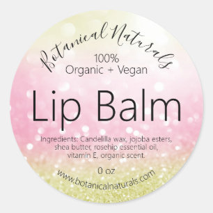 Bokeh Sparkly Pink Gold Lip Balm Labels