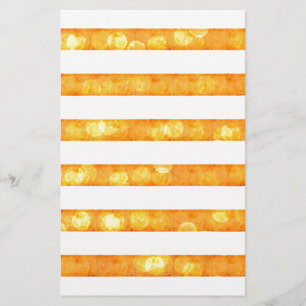 Bokeh Stripes Orange And White Stationery