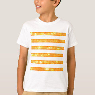 Bokeh Stripes Orange And White T-Shirt