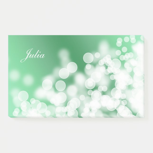 Bokeh style green texture.text post-it notes (Front)
