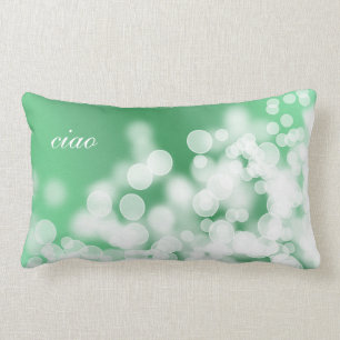 bokeh style texture. text. lumbar pillow