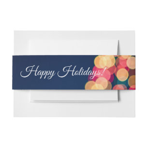 Bokeh Tree Lights, Christmas Invitation Belly Band