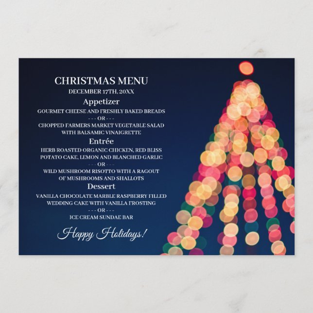 Bokeh Tree Lights, Christmas Menu (Front)