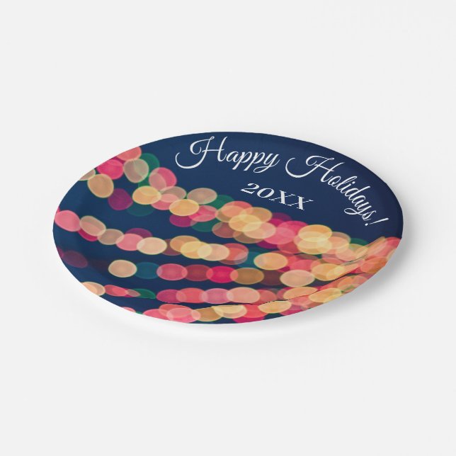 Bokeh Tree Lights, Christmas Paper Plate (Angled)